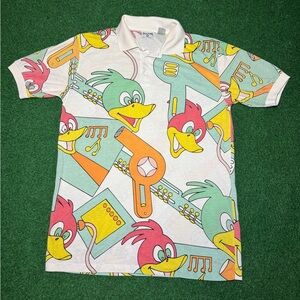 INSANE Vintage 80s Spalding Polo Shirt, Pop Art New Wave Talking Heads Weird